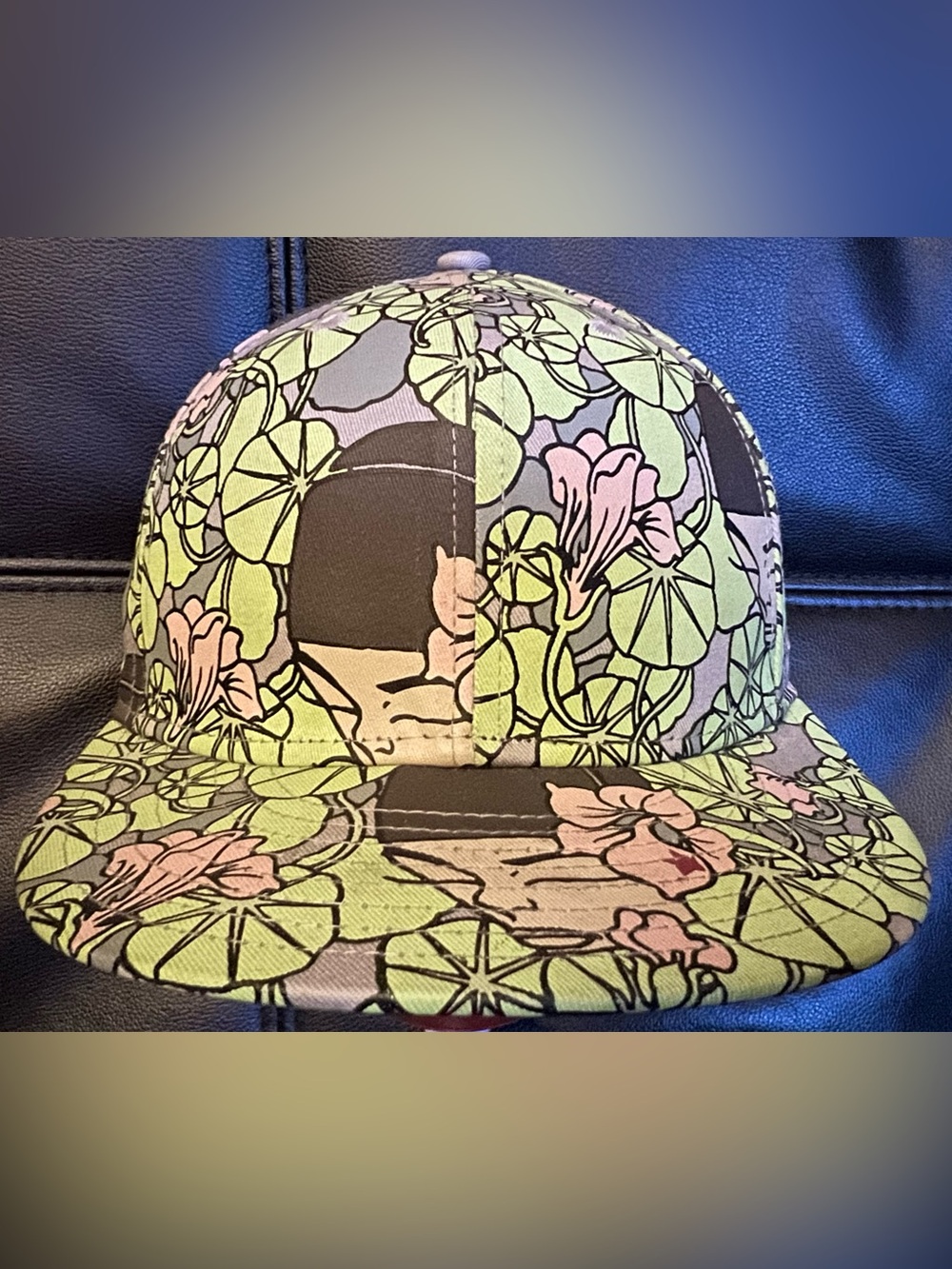 New Era Floral Print Snapback Hat in Green, Pink, Black